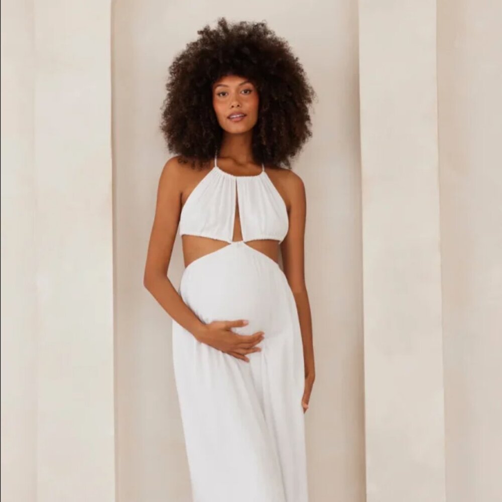 BUMPSUIT Cut Out Linen Dress (White - Medium)